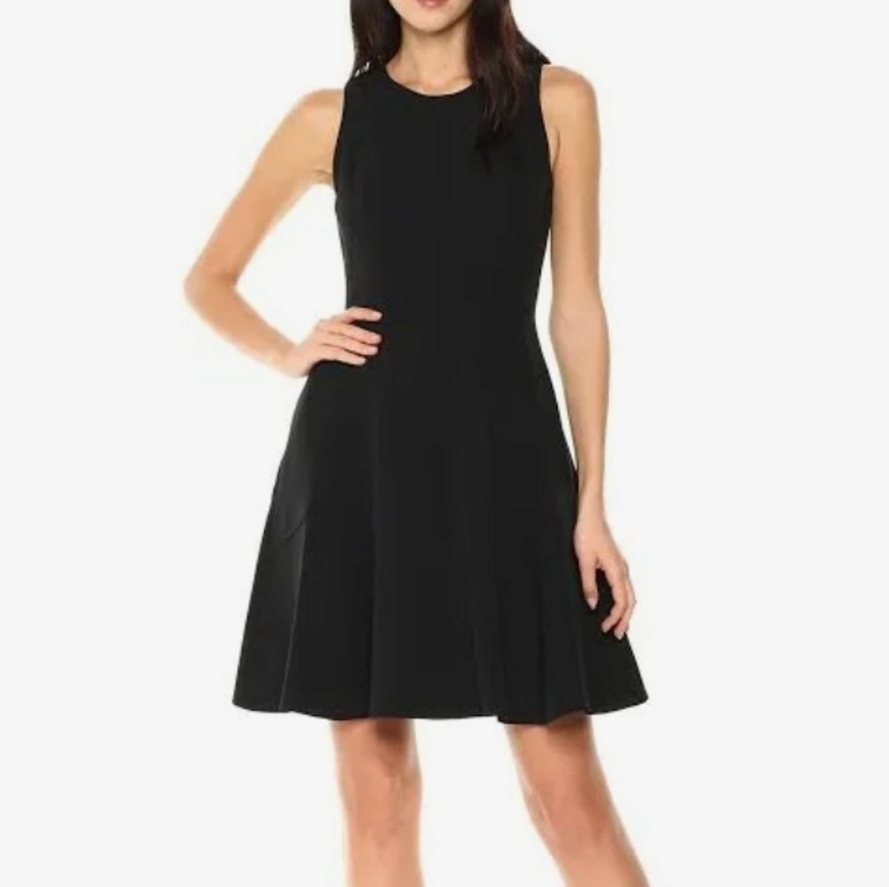 Anne Klein Fit & Flair Seamed Crepe Dress